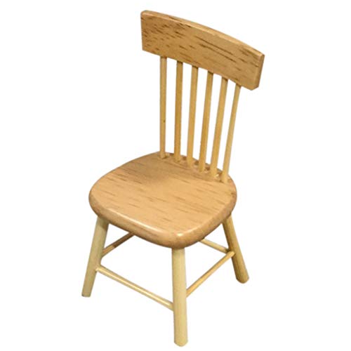 Wooden Dining Table Chair Model Set for 1:12 Mini Dollhouse Furniture Dining Room Decor - Gbell Mini Dollhouse Room Decor Model Miniatures Accessory Pretend Toys Gifts for Little Girls Gifts (Beige)