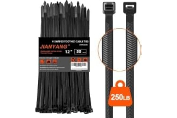 12 Inch V-Shaped Zip Ties Double Sided Toothed,250 LBS Tensile Strength Heavy Duty Cable Wire Ties with Self-Locking Adjustab