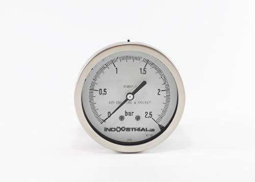 INDOOSTRIAL PRESSURE GAUGE | ALL STAINLESS STEEL, CLASS 1, DIAL 100 MM, 0 + 2.5 BAR, THREAD G1 / 2" BOTTOM CONNECTION, DRY | INOX100_INF_G1 / 2_SECO_0-2,5 BAR