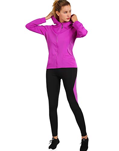 Activewear Sets for Women-Track Leggings Pants Hoodie Jackets 2 Piece Set Tracksuits Yoga Outfit Jogging Workout Set Gymwear Darkmagenta
