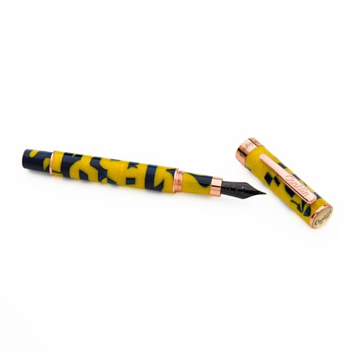 Conklin Stylograph Mosaic Fountain Pen Yellow/Blue – 18 Karat Rose Gold Plated…