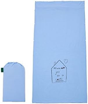 Envelop Sleeping Bag Liner Double Size 100% Cotton Lightweight Compact Embroidery Sleeping Sack Hostel 180x220CM(71x87inch) -- Light Blue