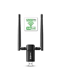 Wireless USB WiFi Adapter for PC - 802.11AC 1200Mbps Dual 5Dbi Antennas 5G 2.4G WiFi USB for PC Desktop Laptop MAC Windows 10 8 8.1 7 Vista XP Mac10.6 10.13, WiFi USB Computer Network Adapters