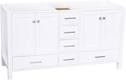 ARIEL 72" Inch White Bathroom Vanity Base Cabinet with Double Sink ...
