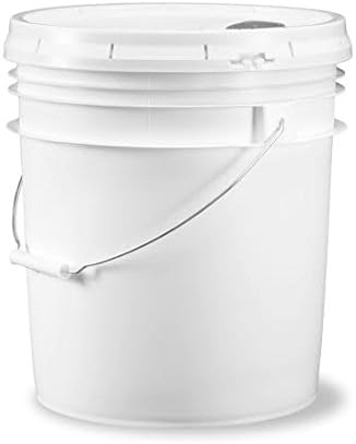 5 gallon Food Grade White Plastic Bucket with Handle & Pour Spout Lid - Set of 6