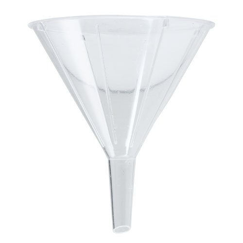 Karter Scientific 210R3 Clear PS Plastic Funnels, Short Stem, 55mm