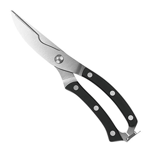 Heavy Duty Stainless Steel Kitchen Shears With Spring Loaded Handle And Professional Blade Poultry Scissors For Spatchcock Turkey Lobster And Bone By Proshear (Black) - Thumbnail 7
