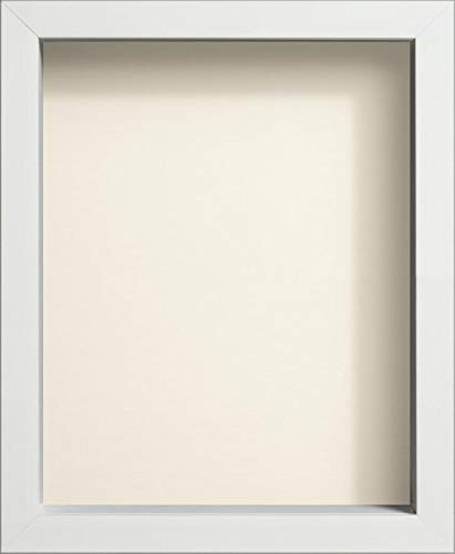 Radcliffe White Wooden Deep 3D Box Frame 12x12 inch, Ivory Backing Board * Choice of Sizes* Fitted with Real Glass — image 1