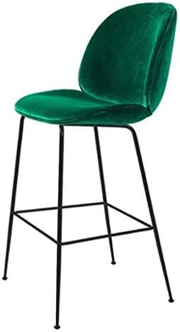 ZfgG Bar Stools with Backrest Fabric Velvet Blue Barstool Height chair Metal Legs Breakfast Kitchen Counter Colour Selection (Color : Green)