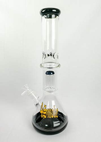 4Smoke Glass Ice Bong with Different Coloured Accents (1510-2649) (Black)