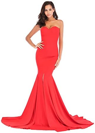 PAIANG Women Off Shoulder Strapless Maxi Dress, Sleeveless Mermaid Long Dress for Prom Evening Party