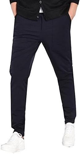 Barder Slim Mens Fashion Slim Solid Drawstring Skinny Active Pants Navy BlueUS X-Small-(China Medium) Chic and Fresh