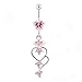 WOWOHE Belly Button Rings for Women Stainless Steel 14G Pink Hearts Dangle Long Belly Rings Body Piercing Jewelry Navel Rings