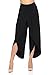 Fashion Ladybug Women's Layered Wide Leg Flowy Cropped Palazzo Pants, 3/4 Length High Waist Palazzo Wide Legs Capri Pants (Large, 1069-Black)