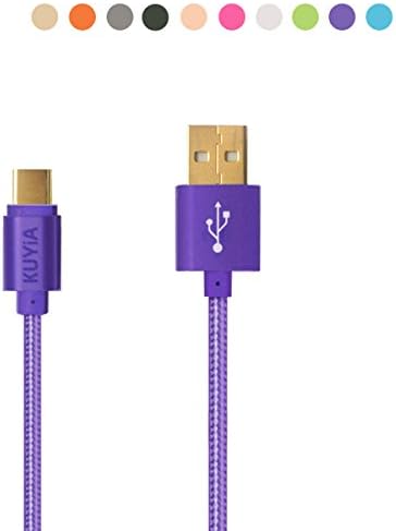 KUYiA Type C 3.1 USB Cable Premium Hi-Speed Data Transfer Charging lead for New Macbook 12'', ChromeBook Pixel, OnePlus 2, Nexus 6P, 5X, Nokia N1 Tablet Orange (Purple)