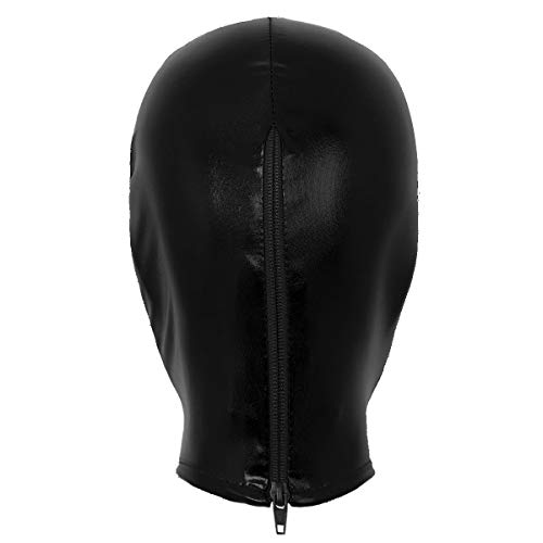 MSemis-Maschera-a-Testa-Hood-Mask-Berretto-in-Lattice-per-Adulti-Unisex-Copricapo-Zentai-in-Pelle-Passamontagna-Sexy-Latex-con-Cerniera-Cappuccio-Copriviso-per-Moto-Matellico