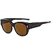 CAXMAN Oversized Lens Cover Sunglasses Mirrored Polarized Lens for Prescription Glasses, Tortoise Frame and Brown Mirror Lens, Size 56 mm