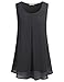 2xl Prime Shirts for Women,Cestyle Juniors Sleevelss Flowy Crepe Cool Soft Button Casual Crew Neck Pleated Drape Chiffon Blouse Tank Top Shirt Black XXL