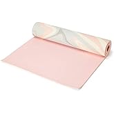 Love Sweat Fitness Premium Yoga Mat | 5mm Pink and Marble Pattern Reversible Non-Slip Exercise Mat for Yoga and Floor Workouts