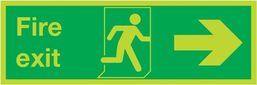 Niteglo Fire Exit/Arrow Right Sign PSPA-certified Polypropylene W150xH450mm Ref FX04411M