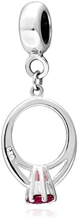 Diamond Ring Charm 925 Sterling Silver Wedding Charm Anniversary Charm Valentine Charm for DIY Charms Bracelet
