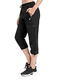 Women’s Outdoor Hiking Capris UPF 50+ Quick Dry Lightweight Capri Pants Waterproof Cargo with Zipper Pockets