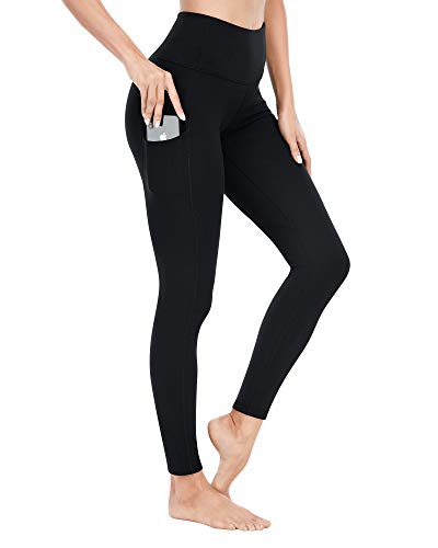Roadbox Leggings Damen, Sportleggins Lang mit Unsichtbar Taschen, Figurformende Sporthosen mit Pfirsich Design, Passend für Sport, Laufen, Yoga, Fitness, Training(M, Schwarz)