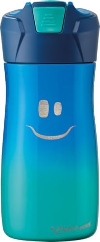 Picnik Concept Kids - Gourde Enfant avec Système de Pipette - Étanche - Ouverture Automatique avec Bouton - Nettoyage Facile - Corps en Acier - 430 ml Inoxydable - Bleu - 430 ml 871203