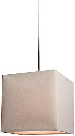 Artcraft Lighting Mercer Street Small Square Chandelier, Oat Meal with Oatmeal Linen Shade