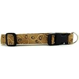K9 Bytes Coffee Beans on Tan Soft Adjustable Dog Collar with Quick Release Buckle Medium