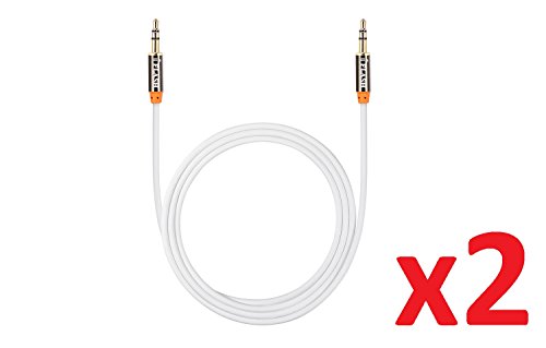 [2 Pack] iFlash 3.5mm Auxiliary Audio Cable (3ft long) AUX -- Gold Plated Design, Male to Male -- for iPods, iPhones, iPads, Android Smartphone, Tablet, MP3 Player, Home / Car Stereos & More (White) - Thumbnail 2