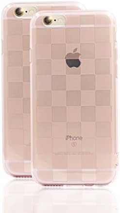 Welllon Apple iPhone 6 / 6s Flexible Soft TPU Grid Pattem Case with Shock-Absorption Bumper and Anti-Scratch Clear Back for iPhone 6s(2015) iPhone 6(2014) 4.7 Inch-Pink