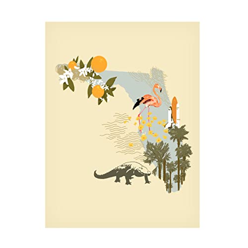 Trademark Fine Art 'Illustrated State Florida' Canvas Art by Jacob Green 35x47