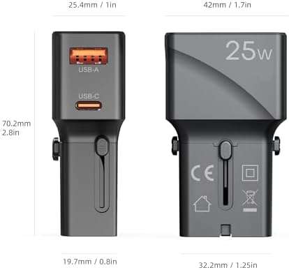 Adaptador de Viaje Universal 25W con USB‑C y USB‑A, Compatible en más de 150 países — foto 7 de 8