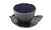 1 Black Leaf Teacup Saucer + 1 Black Polka Dot Hobnail Japanese Cast Iron Tea Cup Teacup(G15369,G15381) ~ We Pay Your Sales Tax