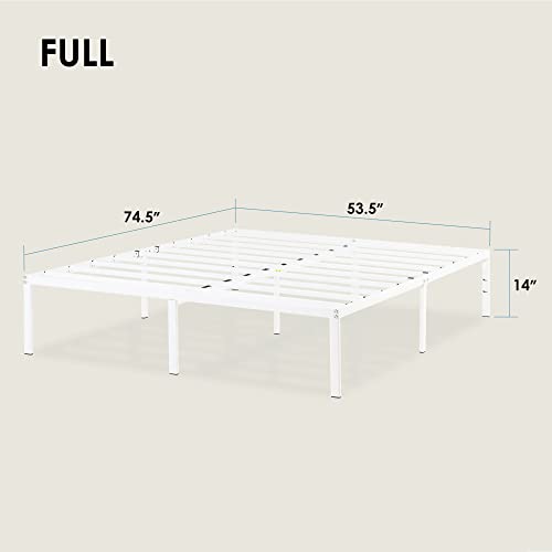Best Price Mattress 14 Inch Metal Platform Bed Frame, Heavy Duty Steel Slats, White, Full (SPSC