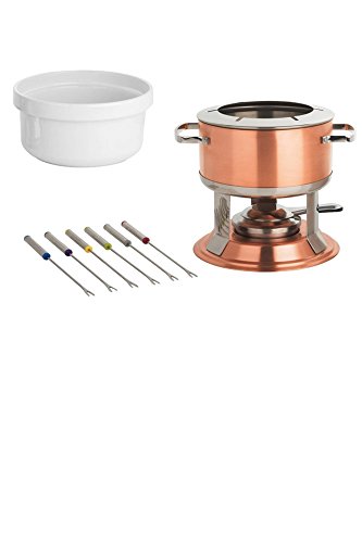Set 11pc Copper & Stainless Steel 3-in-1 Double Broiler Fondue Pot with Forks