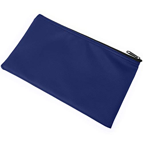 Money Bank Deposit Bag with Zipper | 11x6 inch | Navy Blue | Durable Leatherette Money Cash Coin Check Wallet Pouch for Men & Women with Framed ID Window and Blank Card | by GIDABRAND (3) - Thumbnail 6