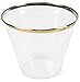 Set of 50 Gold Rimmed Disposable Cups - Elegant Plastic Cups Gold Rim - Fancy Gold Plastic Party Cups for Weddings - Disposable Wine Glasses - Plastic Cocktail Glasses - Bridal Shower Cups Gold Party