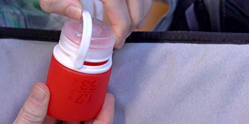 humangear Gotoob+ Silicone Travel Bottle with Locking Cap, 3-Pack, Medium (2.5oz), Clear/Red/Orange