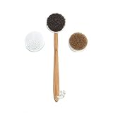 Cristalbox 3 in 1 Best Body Bath Brush, Improves Skin`s Health and Beauty, Great for Cellulite, Exfoliating, and Dry Skin removal, 1 Horse Hair(Hard), 1 Boar Bristles(medium),1 Nanofiber Hair(Soft)