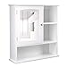 VASAGLE Mirror Cabinet, Bathroom Wall Storage Cabinet, Medicine Cabinet with Adjustable Shelf and 3 Open Compartments, 23.6 x 7.0 x 25.2 Inches, Wooden, White UBBC23WT
