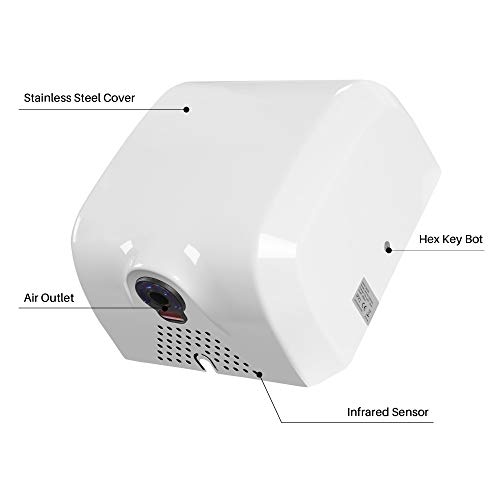 image for ARKSEN Electric Hand Dryer 100m/s, Commercial Bathroom and Kitchen, Br