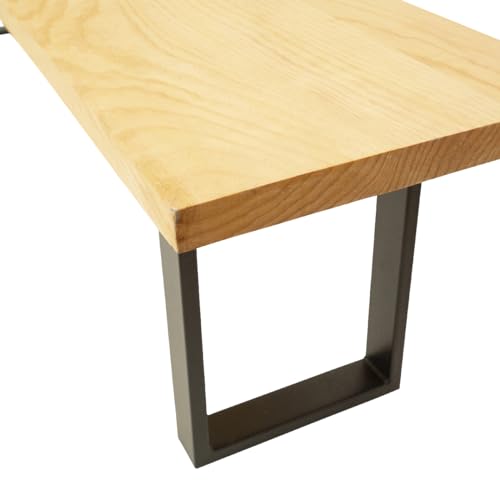 CASA FERRO Elegante Banca Exterior Resistente de Madera Maciza y Metal. Pie de Cama King Size, Comedor, Terraza, Jardín. Estilo Moderno Minimalista. (Pino Natural XG 2.00 m)