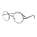 JuicyOrange Black Round Circle Clear Lens Eyeglasses Small Size Thin Frame Unisex Glasses, 4 7/8