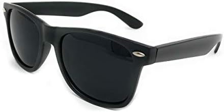 Sunglasses Classic 80's Vintage Style Design. (Matte Black, Black, Size Large