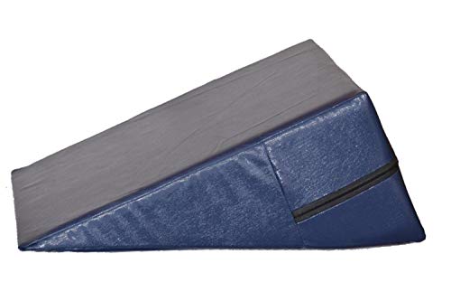 Vinyl Foam Wedge Support Pillow, Acid Reflux Therapeutic Foam Back and Legs Medical Quality Anti Bacteria Bed Wedge (18" X 18" X 8") Navy - Thumbnail 4