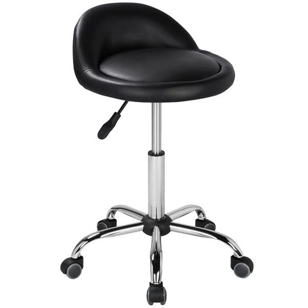 2pcs Taburetes de Salón Giratorio Ajustable en Altura Sillas con Ruedas 59-70 cm Negro