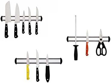 Set of 3 Aluminum 13 inch Magnetic Kitchen Knife Storage Rack