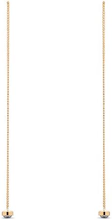 The Gemseller Women’s Swarovski Black Diamond Crystal Chain Drop Dangling Mini Disc Earrings with 14K Gold Plating